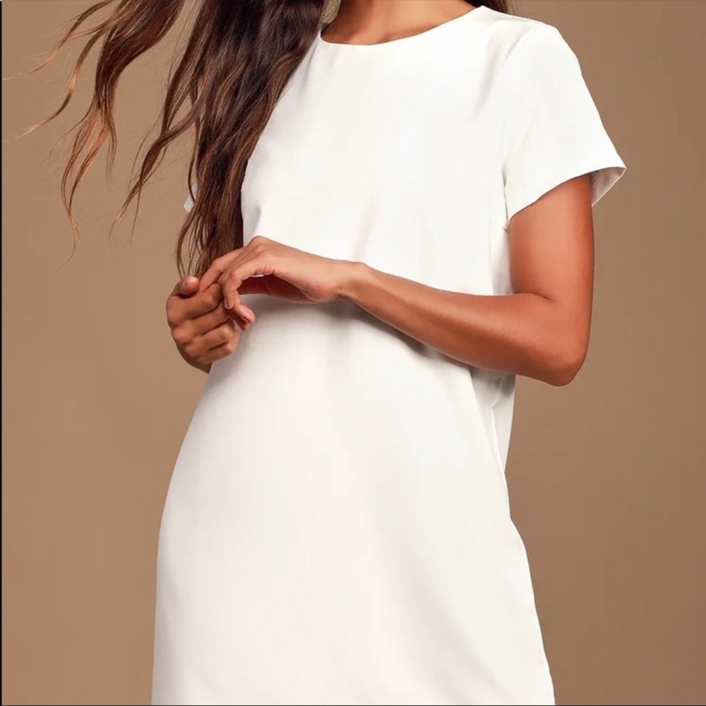 Lulu's Simple White Shift Mini Dress - Picture 2 of 10